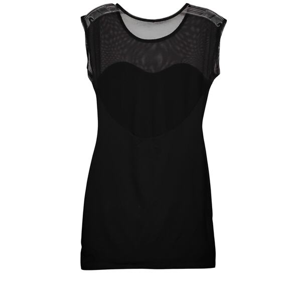 Little Black Dress Size Small Mesh Back and Front Yolk Short Sleeve Stretchy - Picture 8 of 9